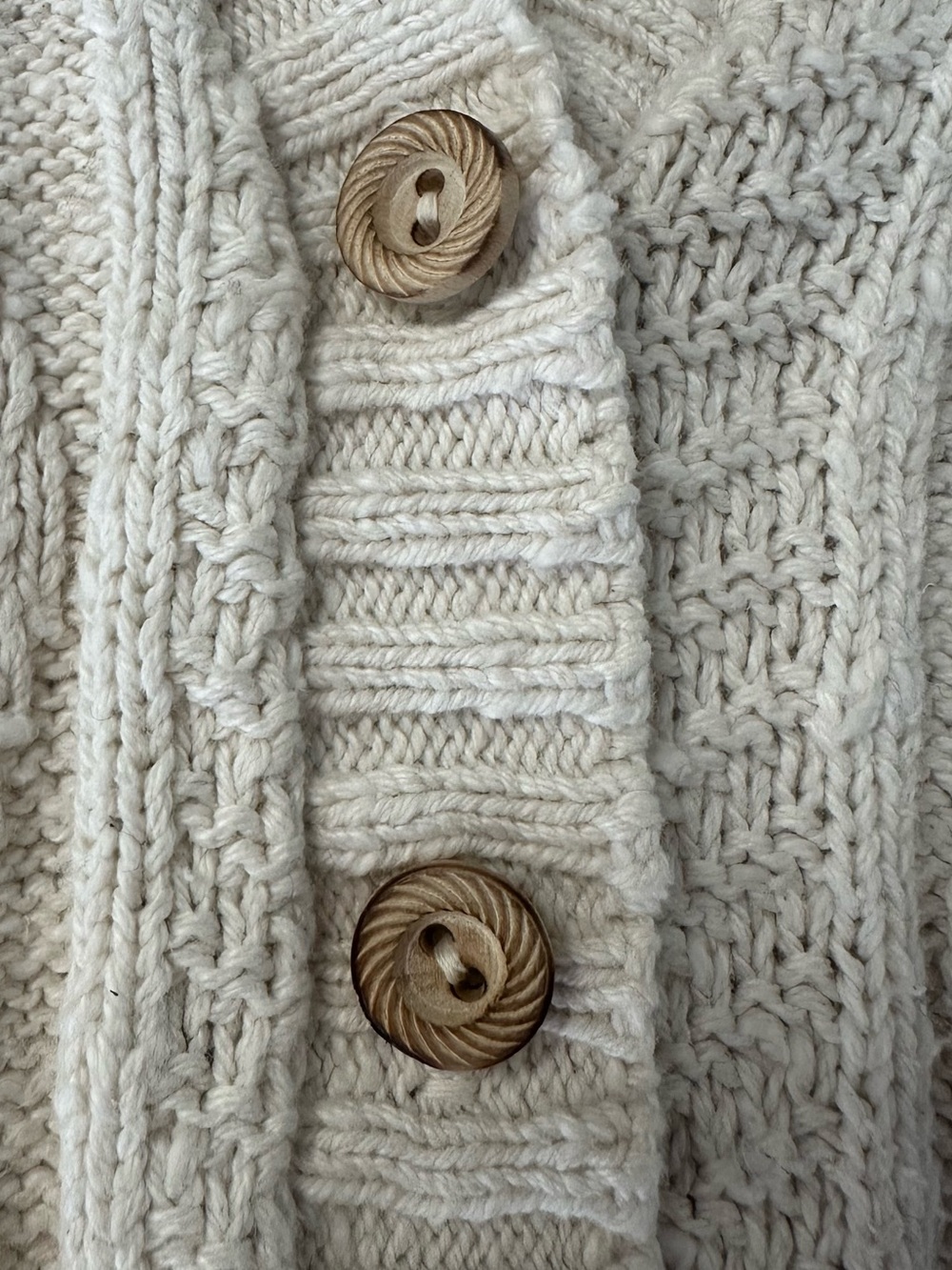 Vintage Toppers USA 100% Cotton Cable Knit Cardigan Sweater Vest Cream Ivory - Picture 4 of 11